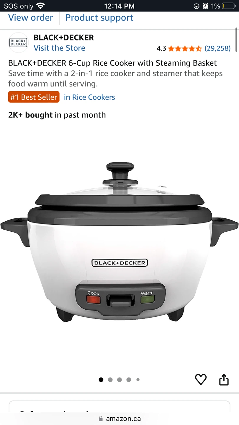 Black+Decker 6-Cup Rice Cooker
