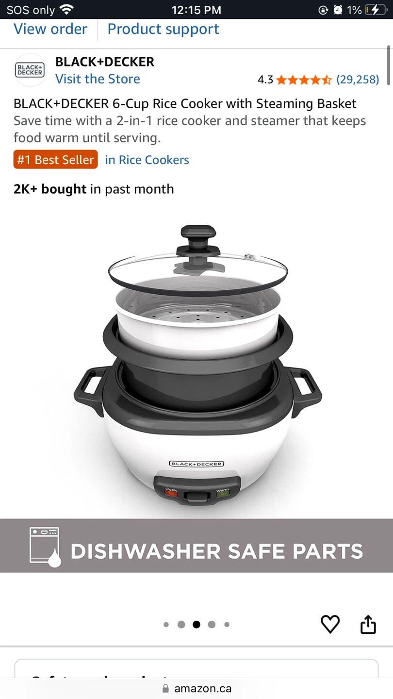 Black+Decker 6-Cup Rice Cooker - photo 2