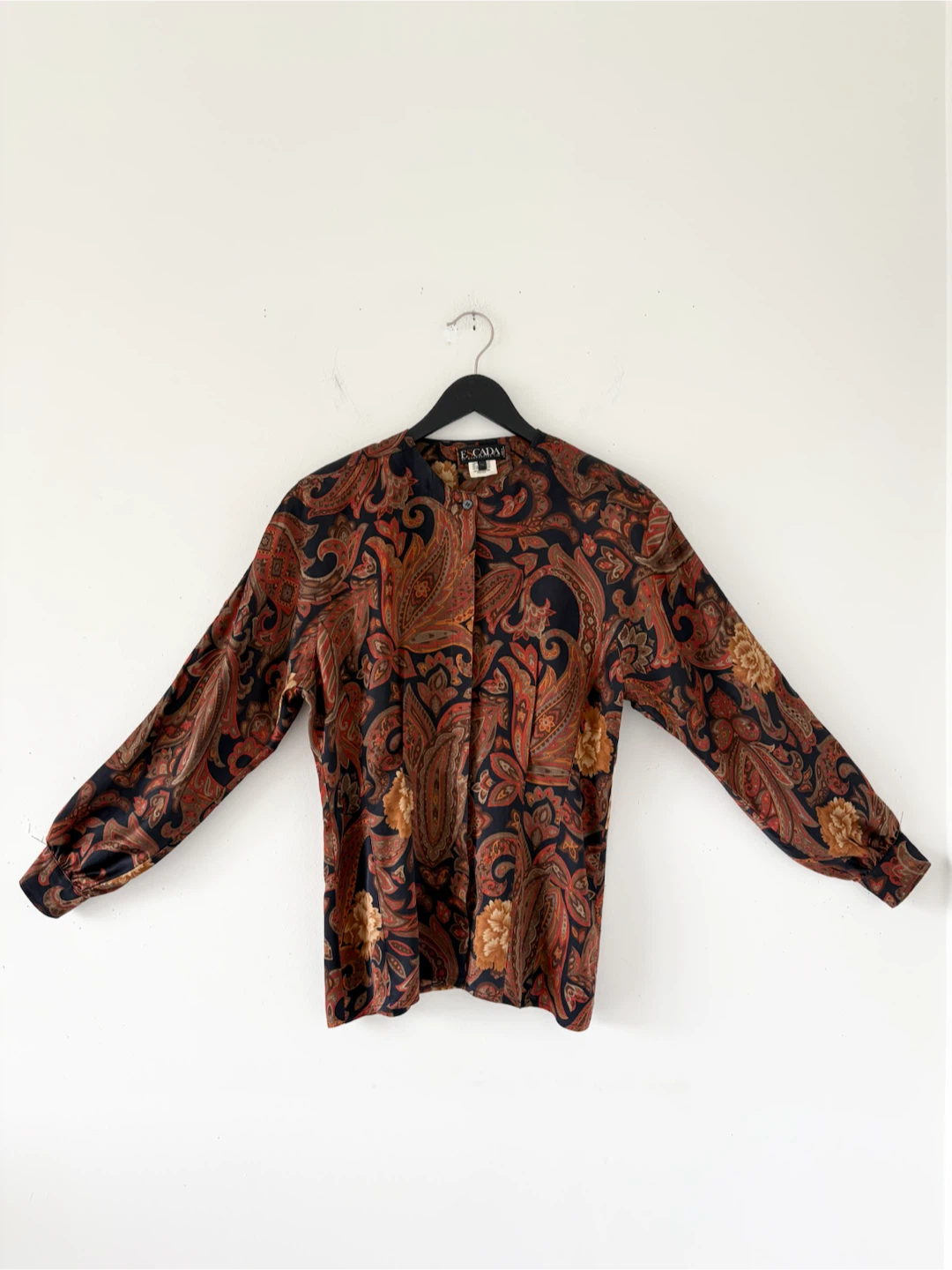 80s Vintage Escada 100% Silk Paisley Print Blouse