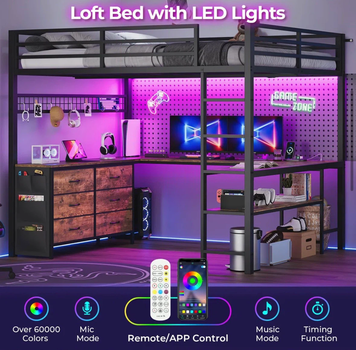 Loft Bed U Shaped Desk Full/Double Size - photo 5
