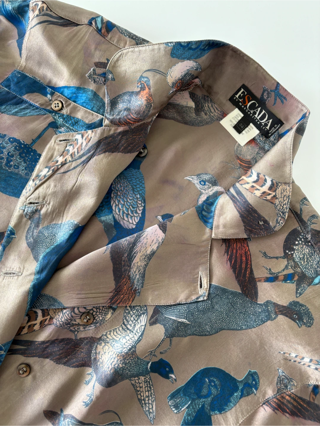 80s Vintage Escada 100% Silk Bird Print Blouse - photo 4