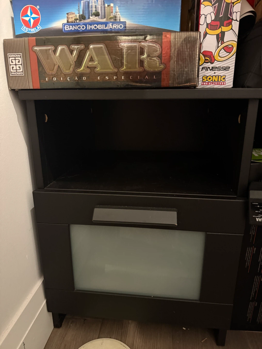 Black Nightstand with Drawer