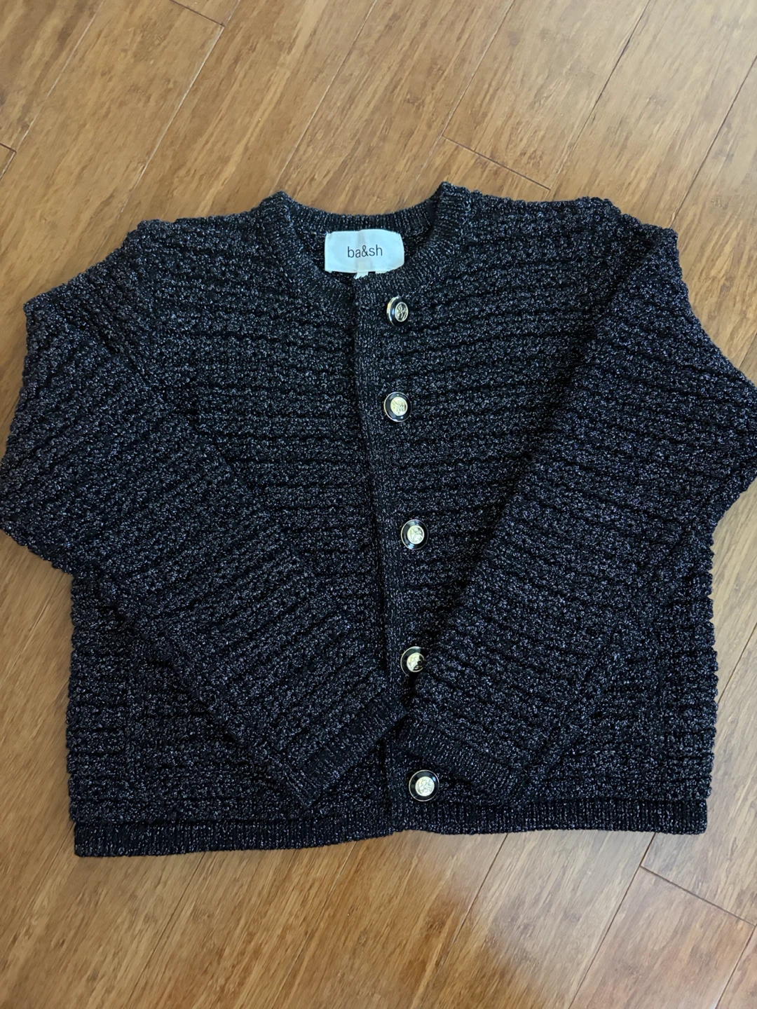 ba&sh black metallic knit cardigan