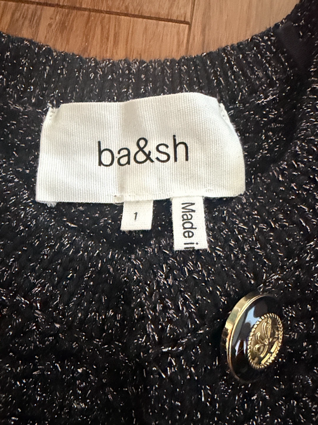 ba&sh black metallic knit cardigan - photo 2