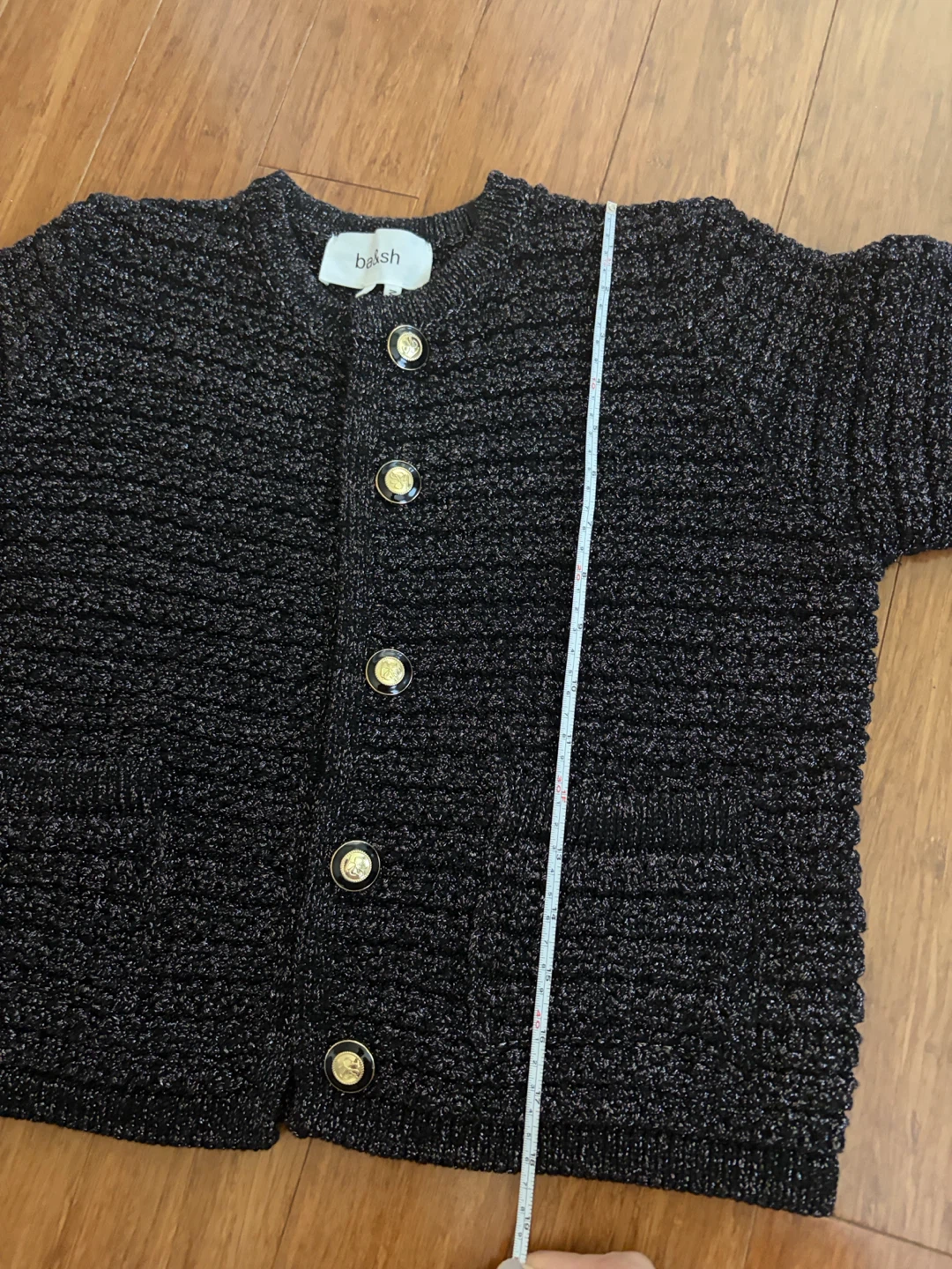 ba&sh black metallic knit cardigan - photo 3