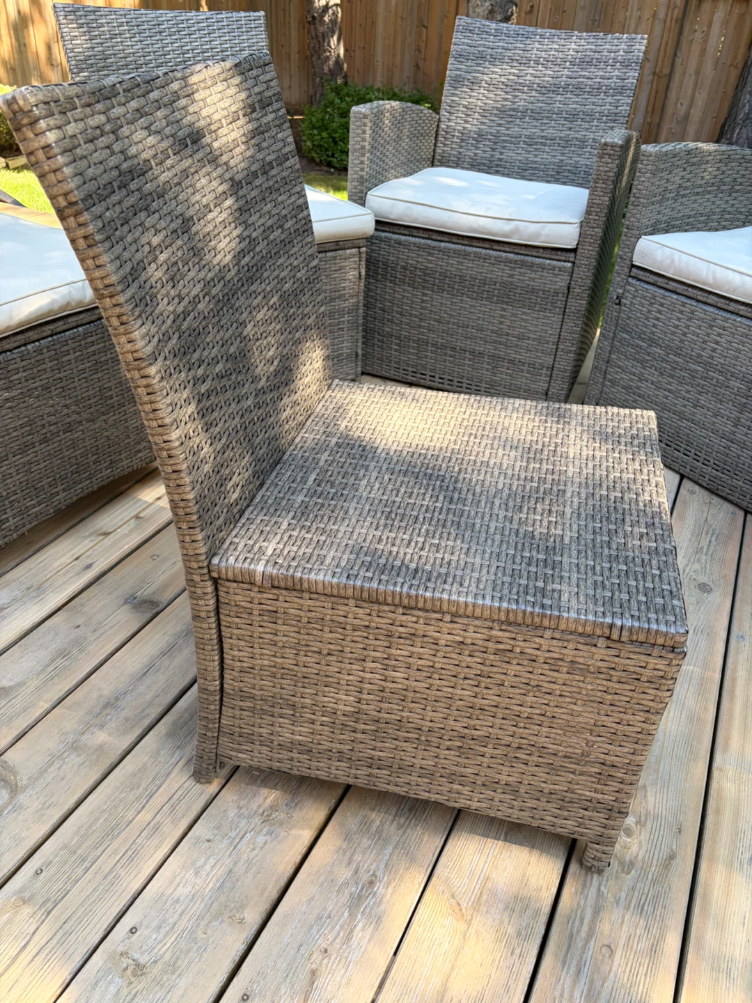 Set of 6 Grey Wicker Patio Chairs - photo 2