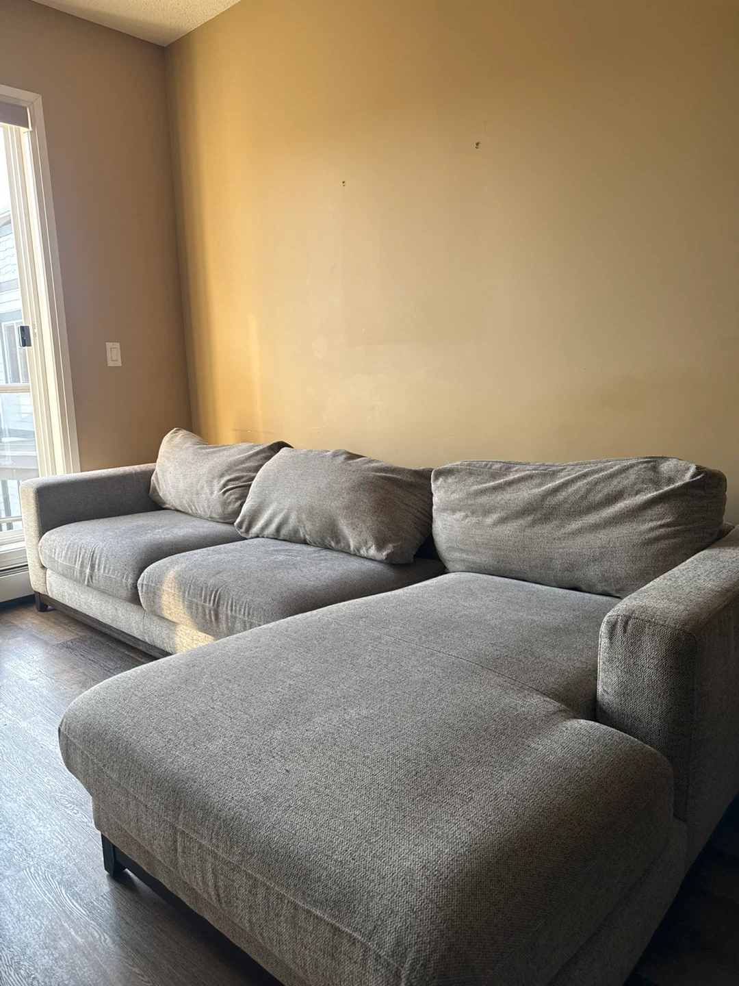 Grey Fabric Sectional Sofa with Chaise