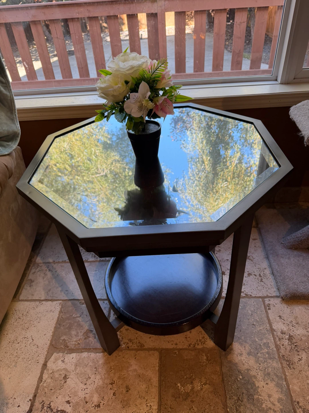 Hexagonal Side Table with Mirror Top