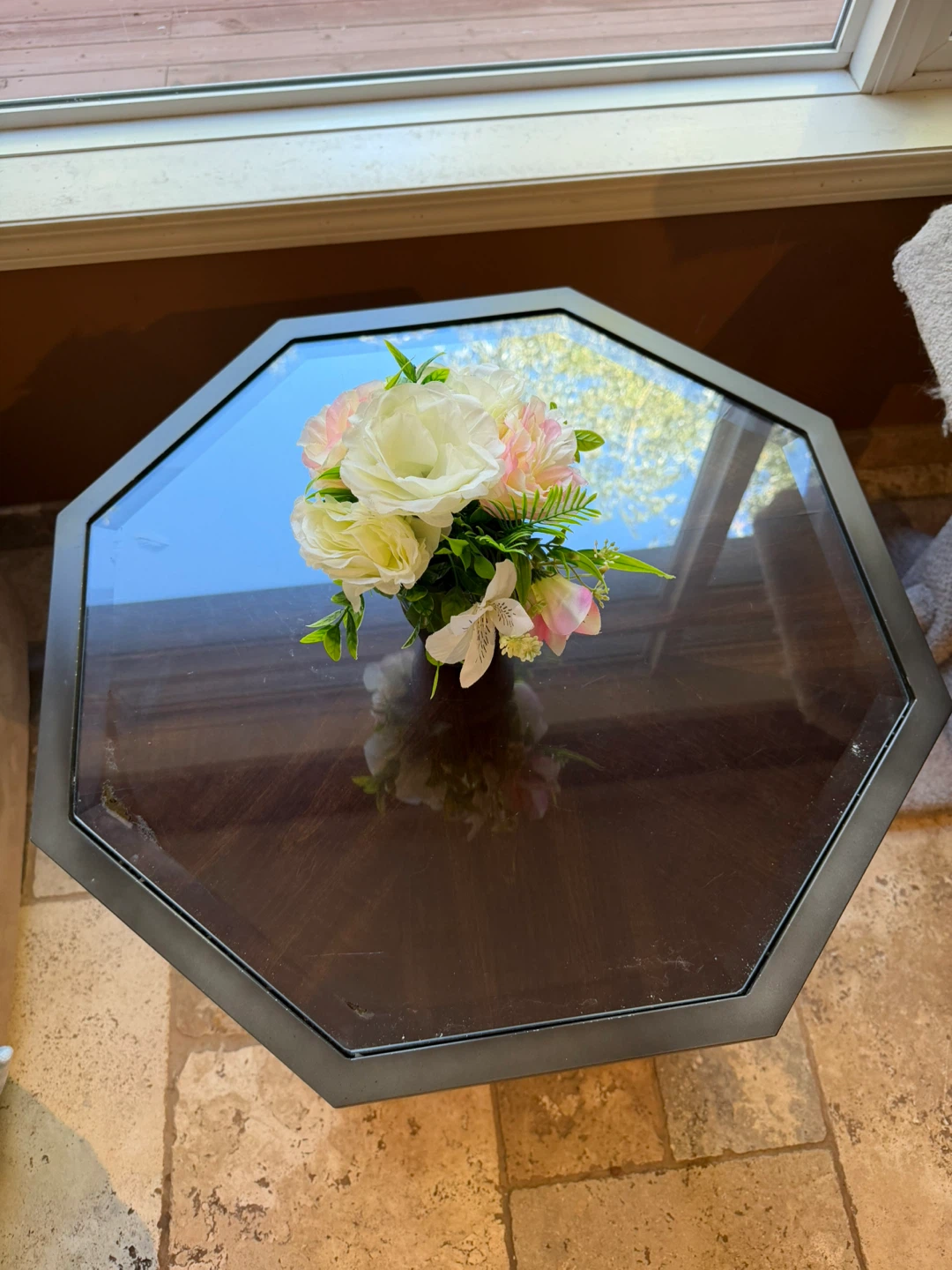 Hexagonal Side Table with Mirror Top - photo 2
