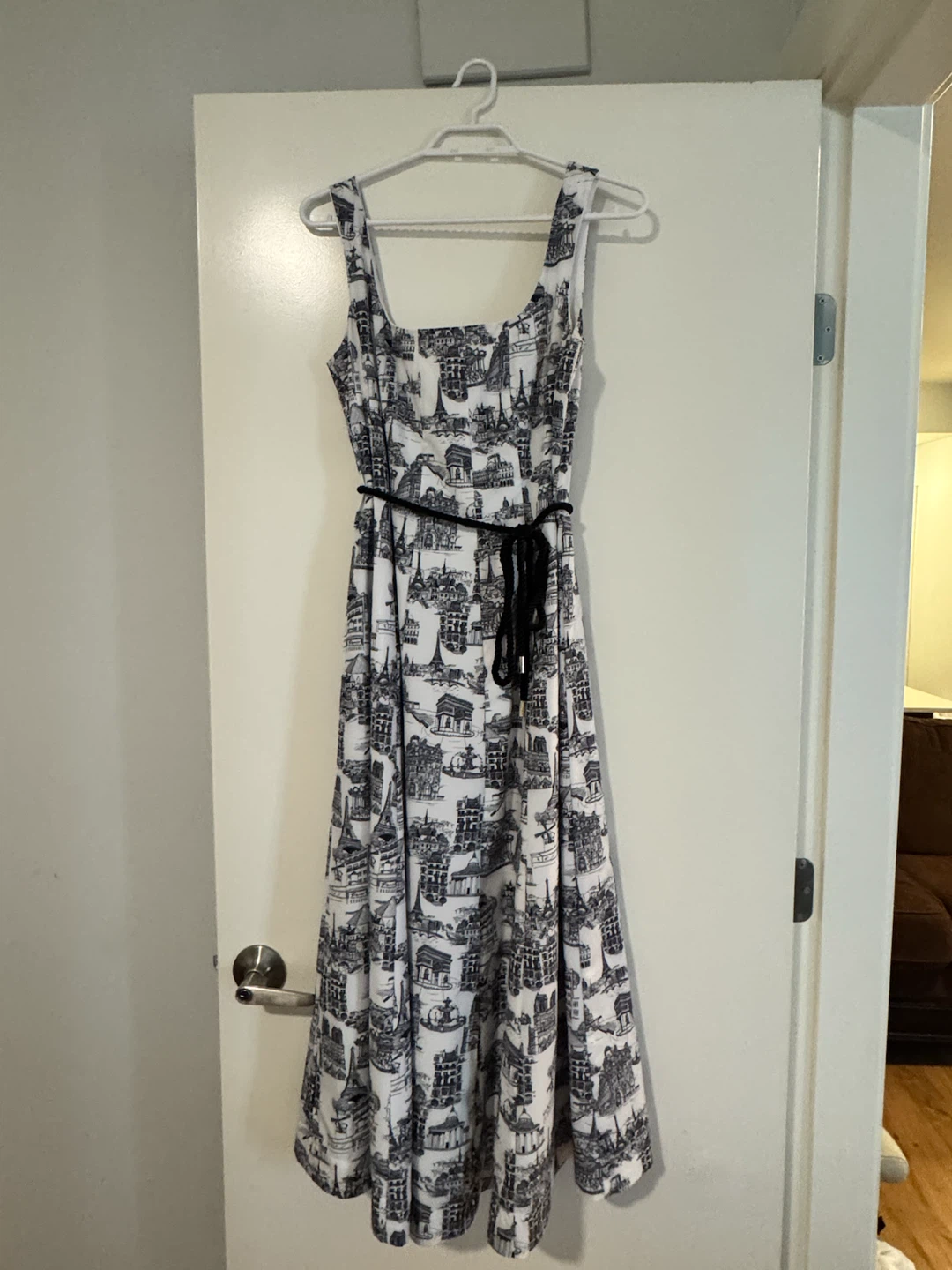 Black and White Paris Print Maxi Dress