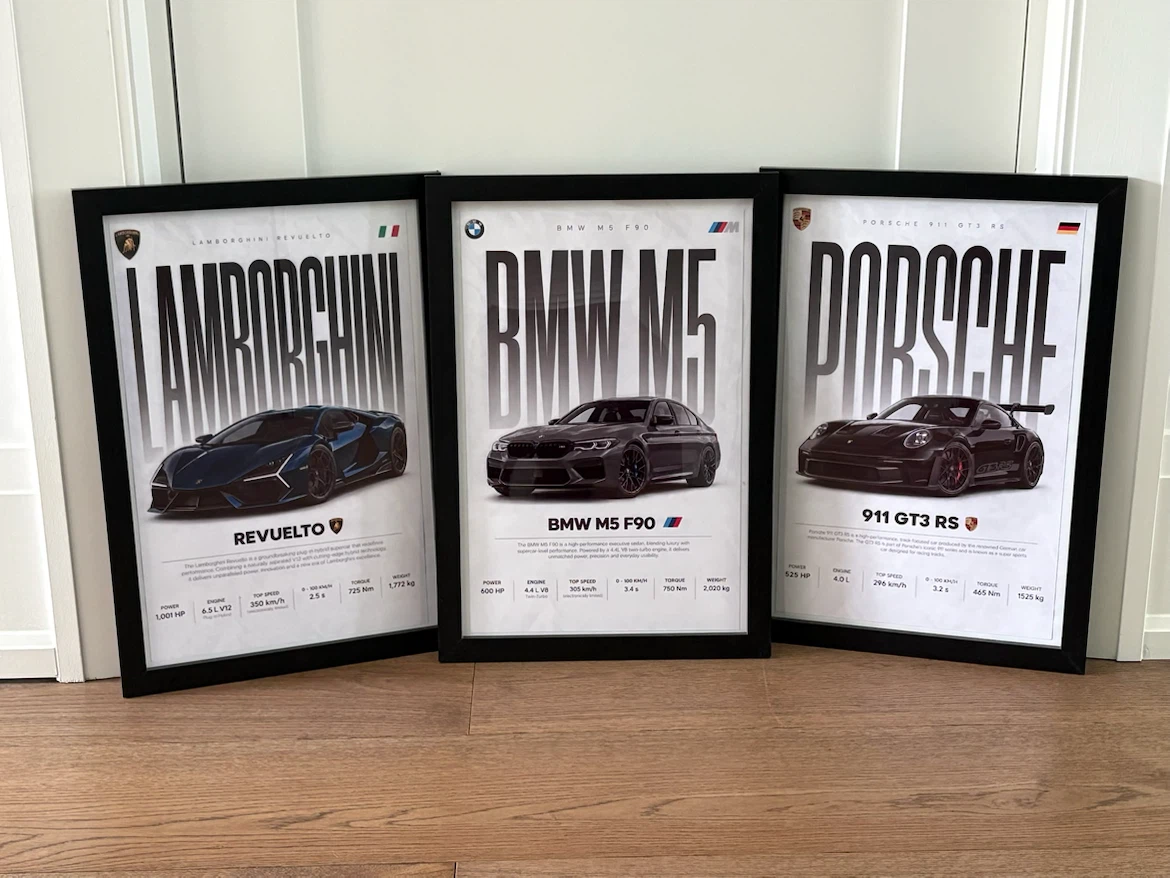 Lamborghini BMW Porsche Framed Posters - photo 2
