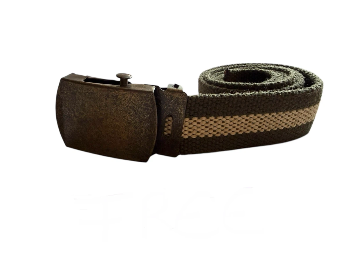 🏈Olive and Beige Striped Canvas Web Belt