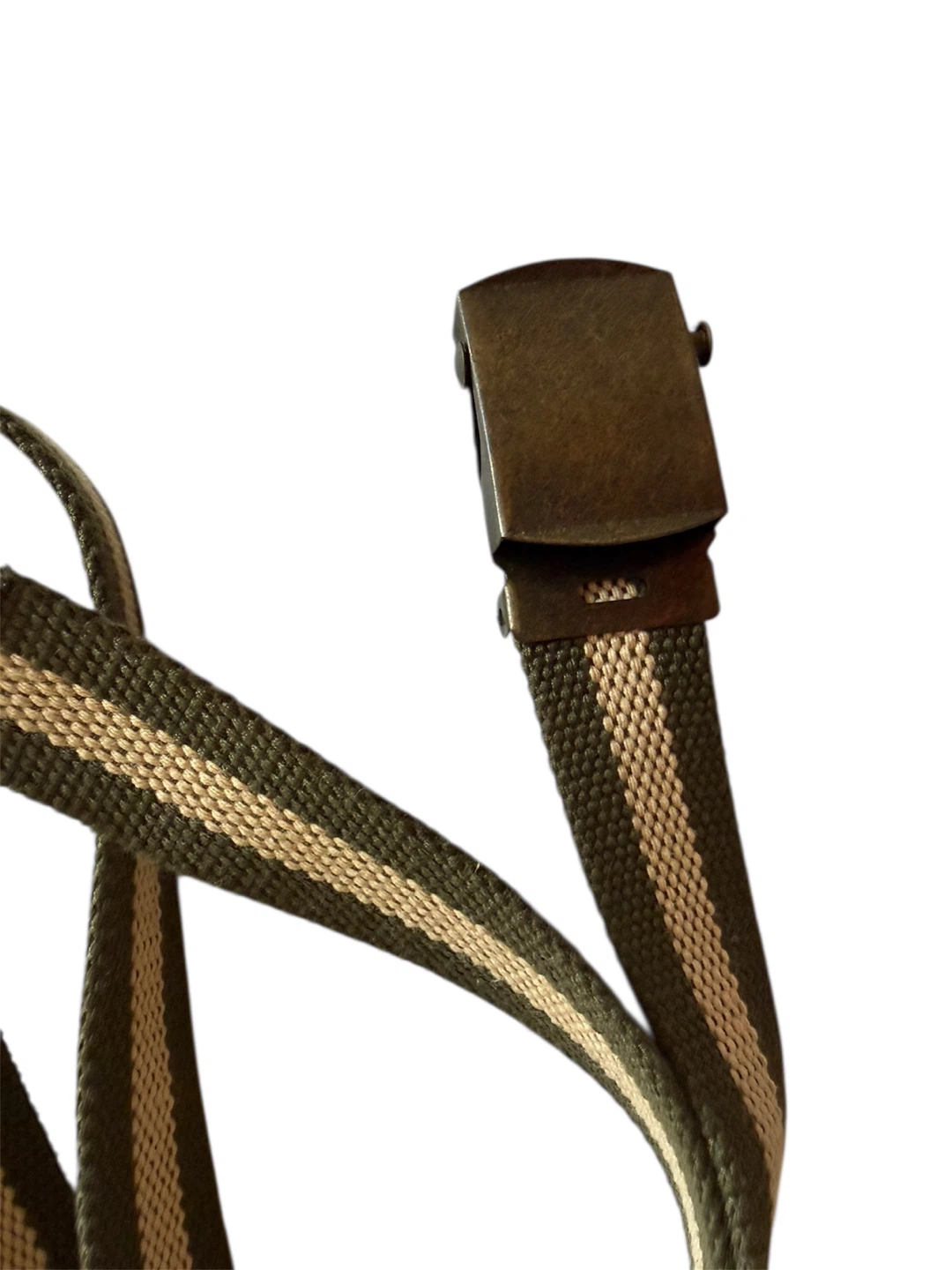 🏈Olive and Beige Striped Canvas Web Belt - photo 2