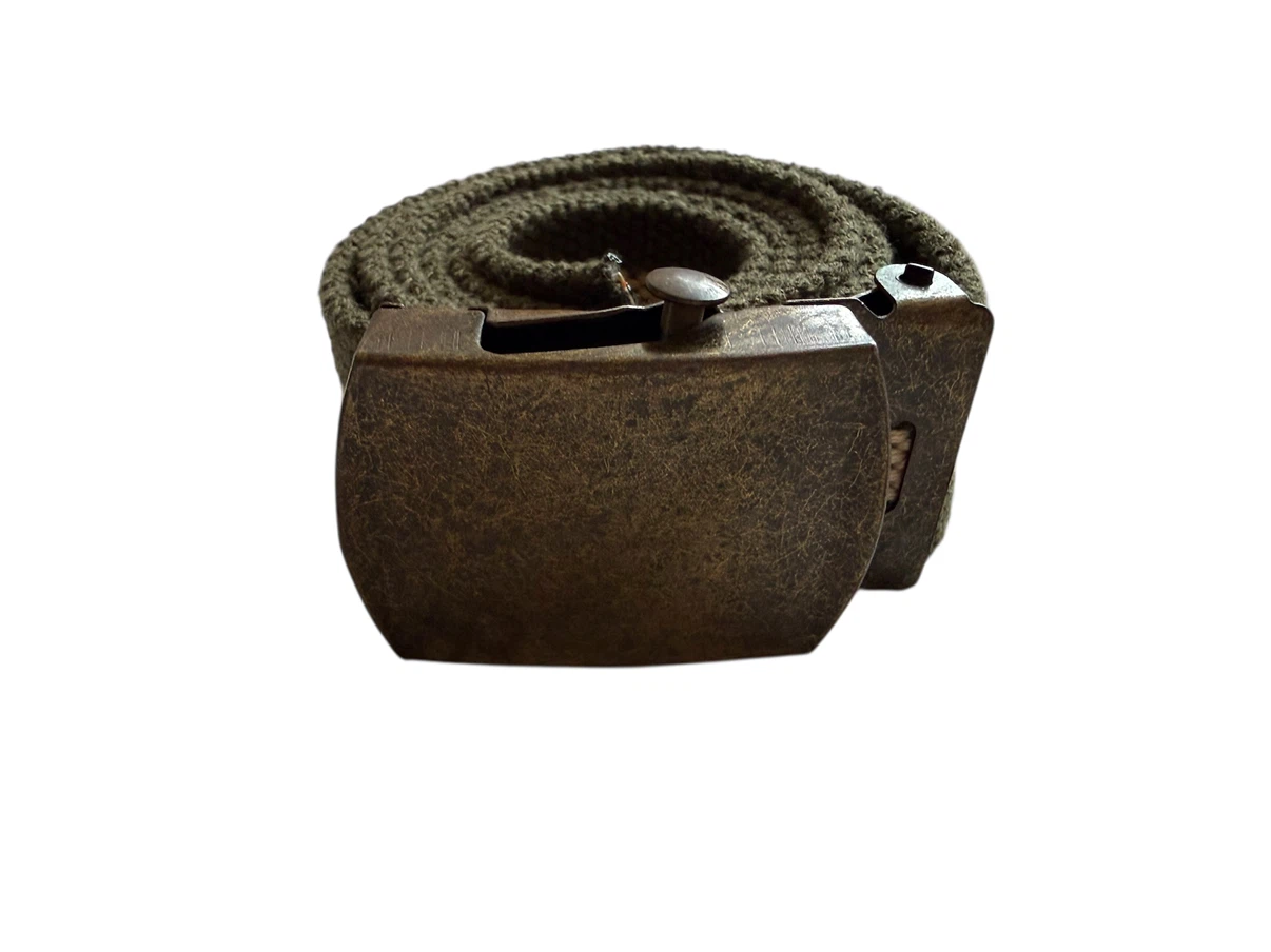 🏈Olive and Beige Striped Canvas Web Belt - photo 3