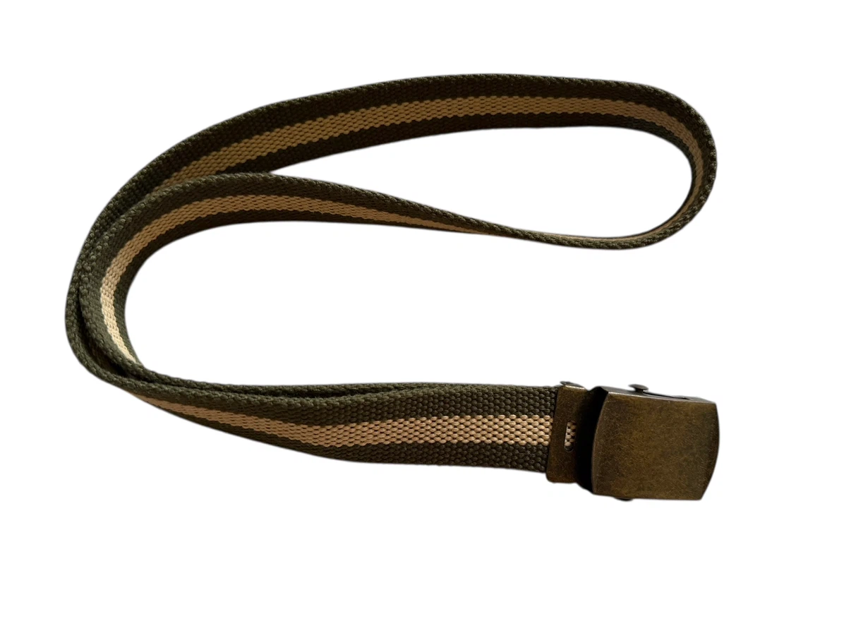 🏈Olive and Beige Striped Canvas Web Belt - photo 4
