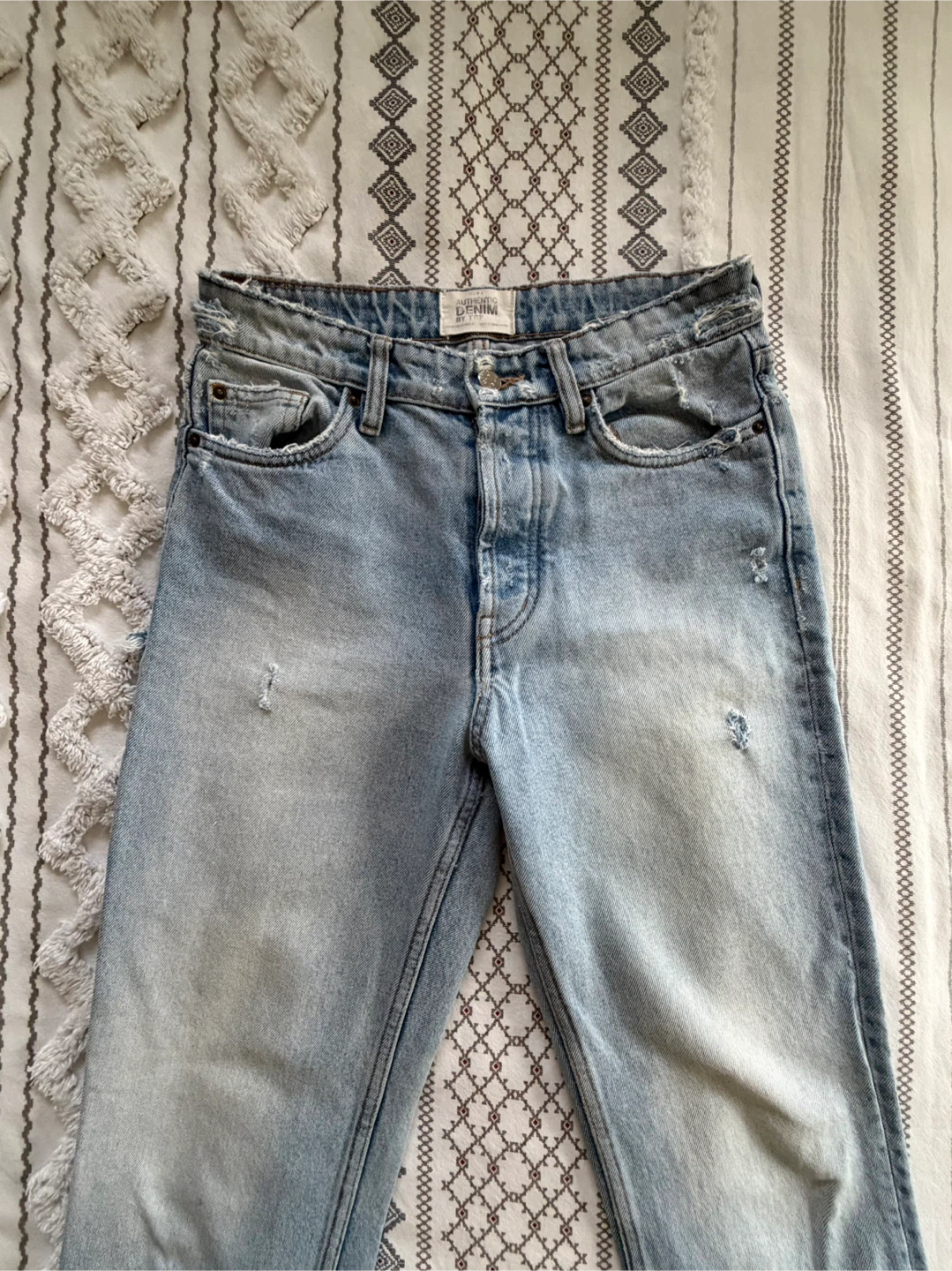 🏈Zara Authentic Denim Light Wash Straight Leg Jeans - photo 3