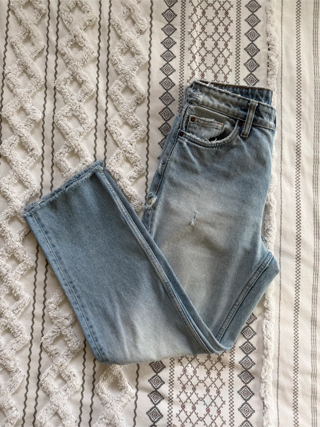 🏈Zara Authentic Denim Light Wash Straight Leg Jeans - photo 4