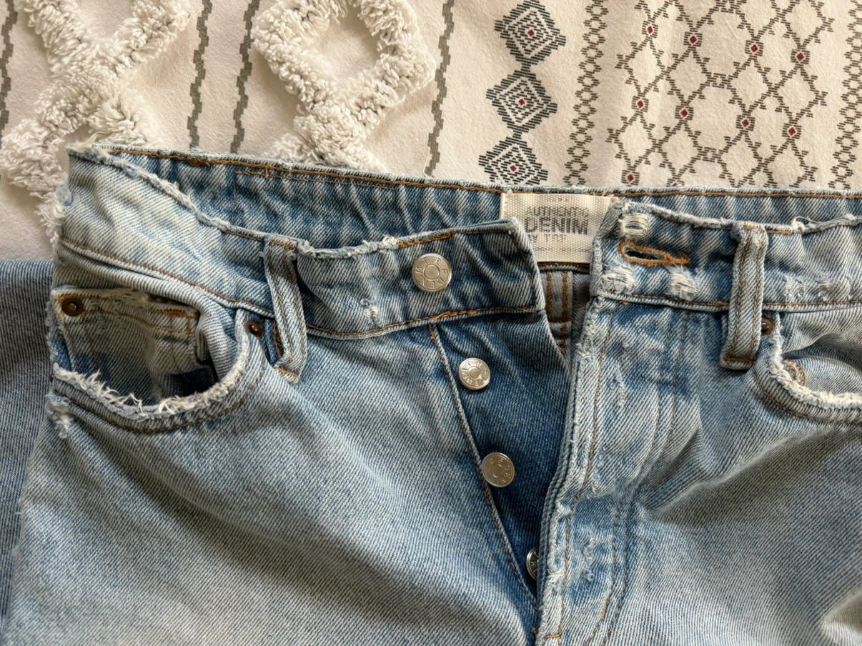 🏈Zara Authentic Denim Light Wash Straight Leg Jeans - photo 5