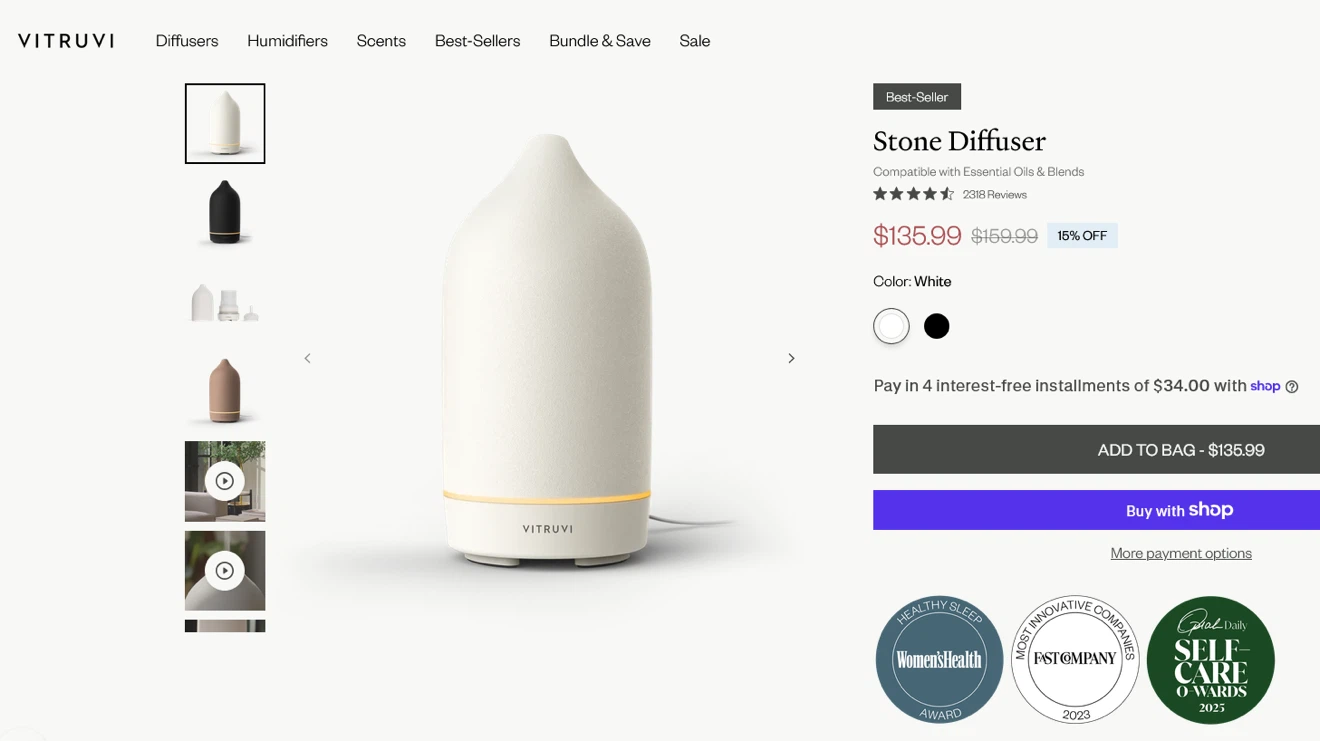 BRAND NEW • SEALED • VitRuvi STONE DIFFUSER • Retailed $160