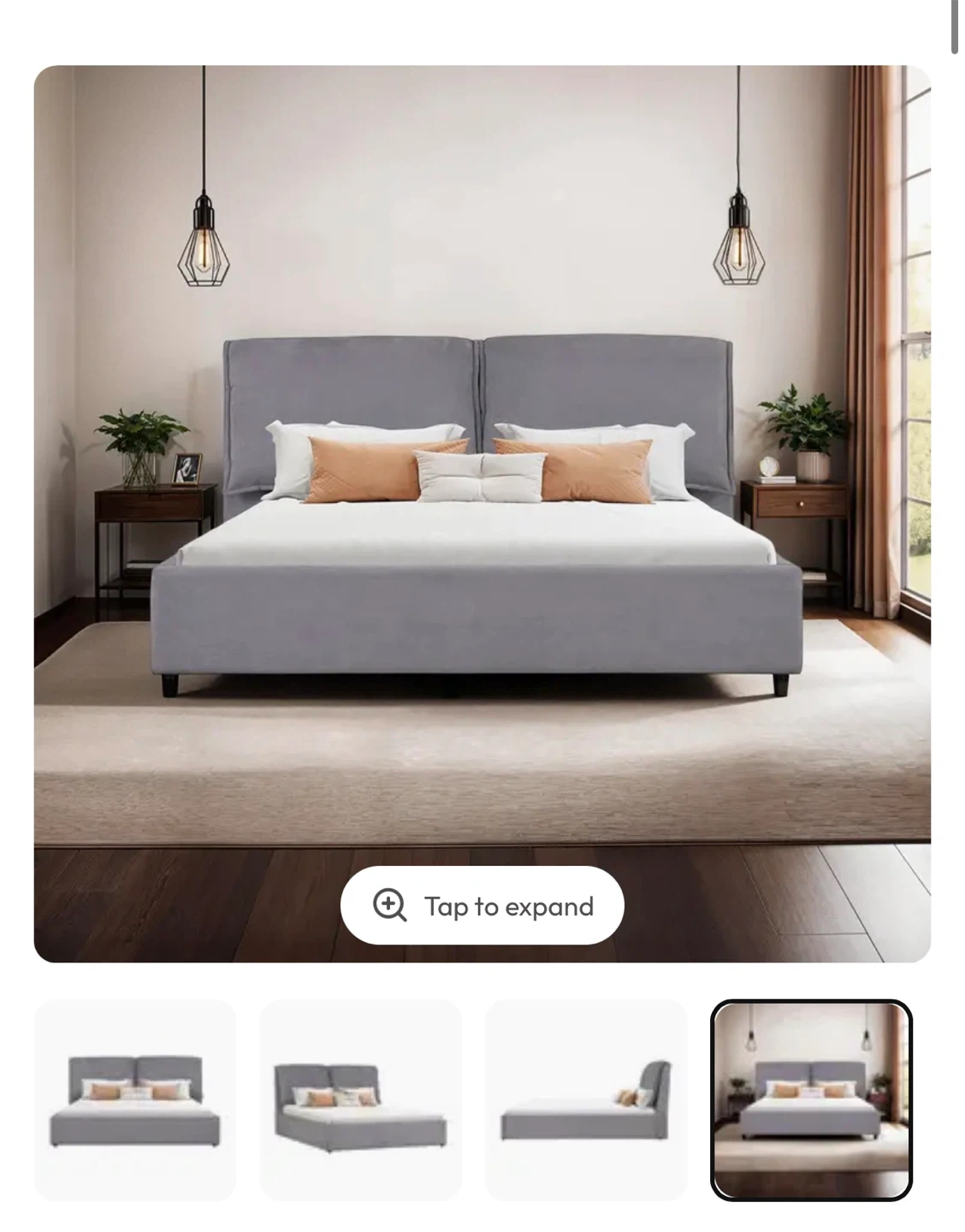 Leons Grey Upholstered Storage Bed-Ready for pick up