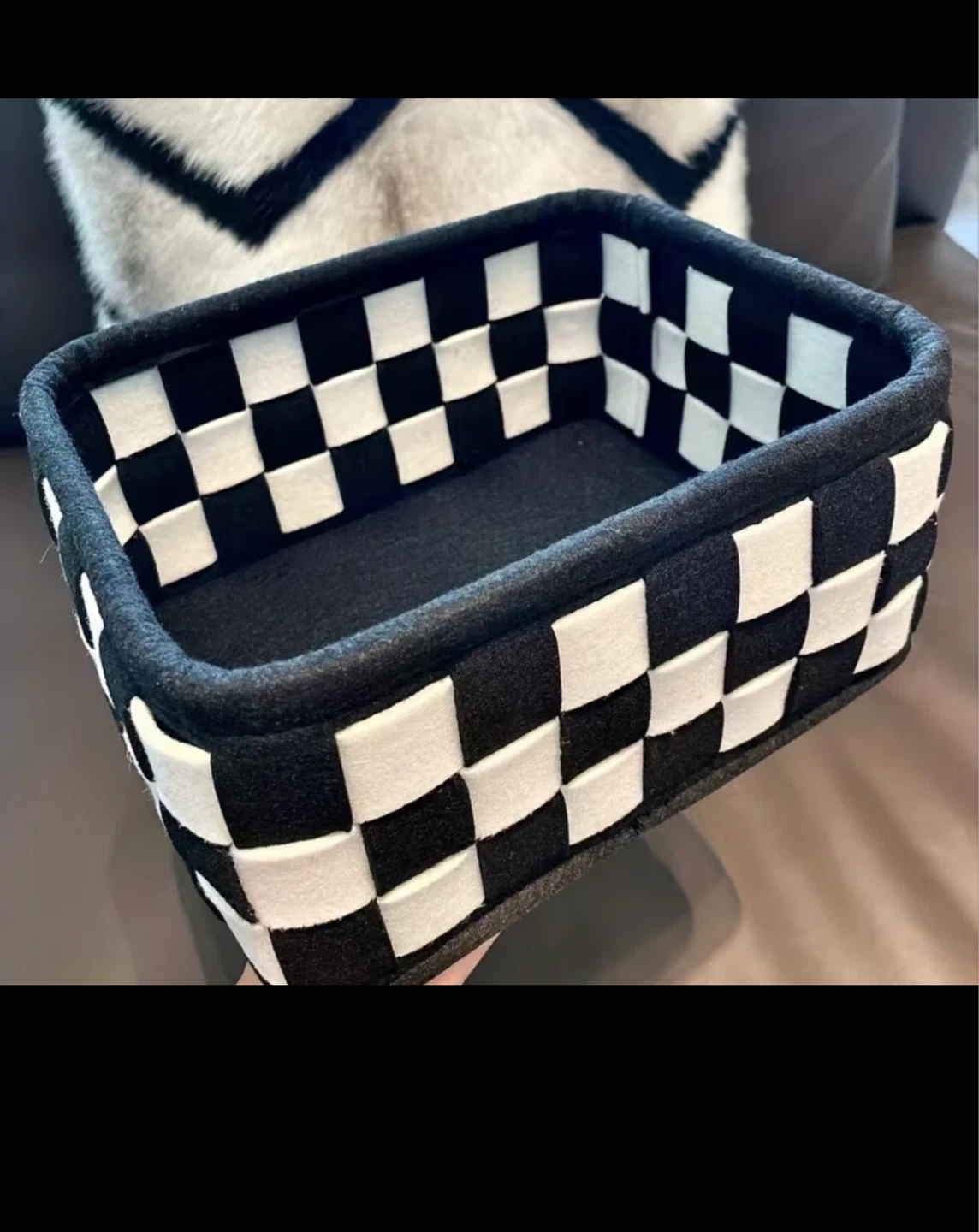 Checkered Felt Storage Basket 🏈