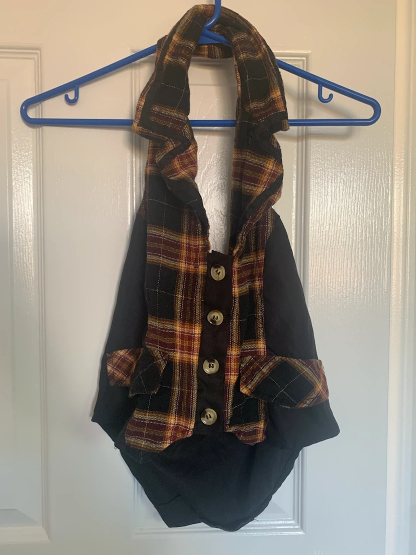 Romwe Plaid Halter Top Small