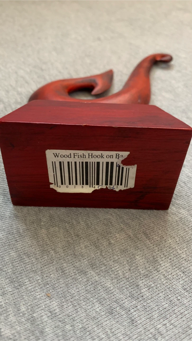 Decorative Wood Fish Hook on Base - About 6” High - photo 3