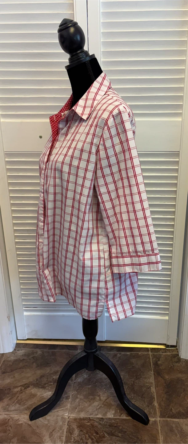 ✨✨Alia Red and White Plaid Shirt Size 14 - photo 2
