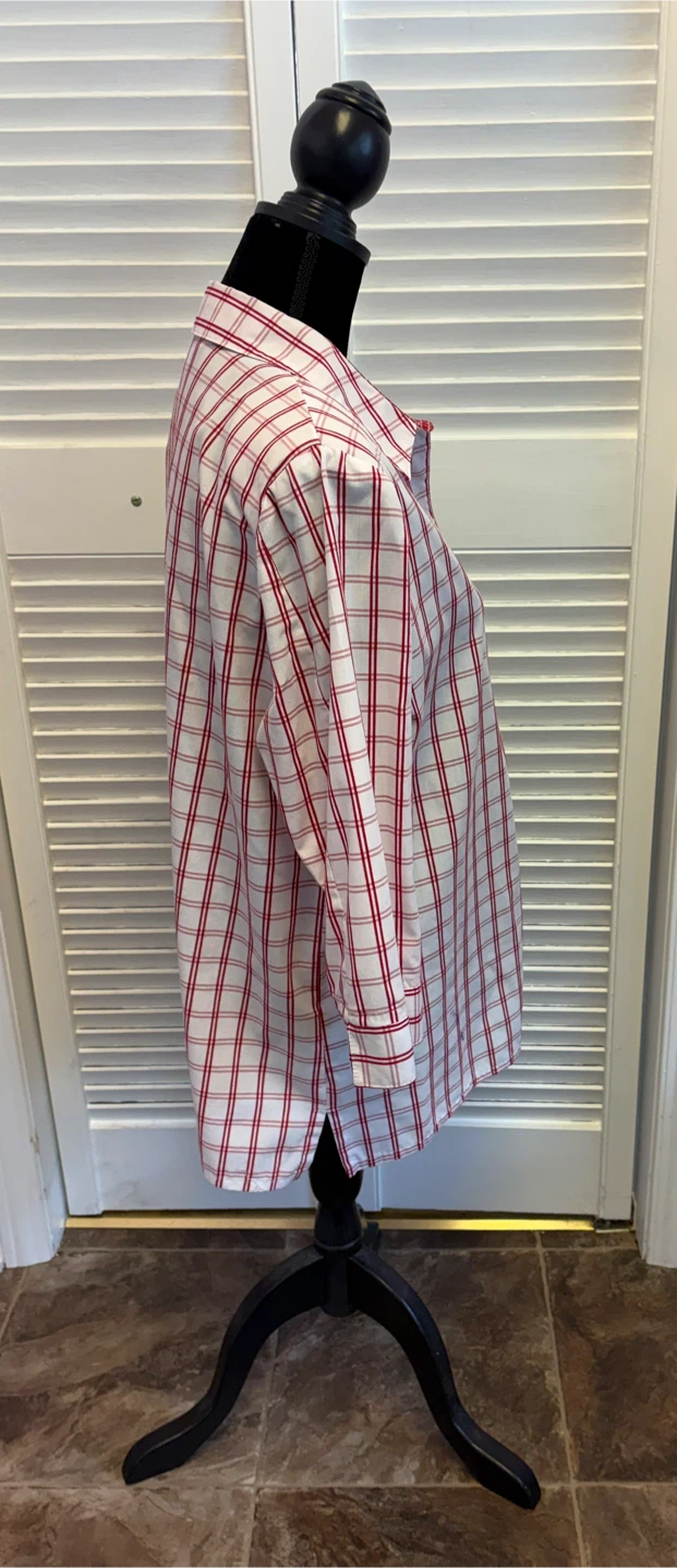 ✨✨Alia Red and White Plaid Shirt Size 14 - photo 4