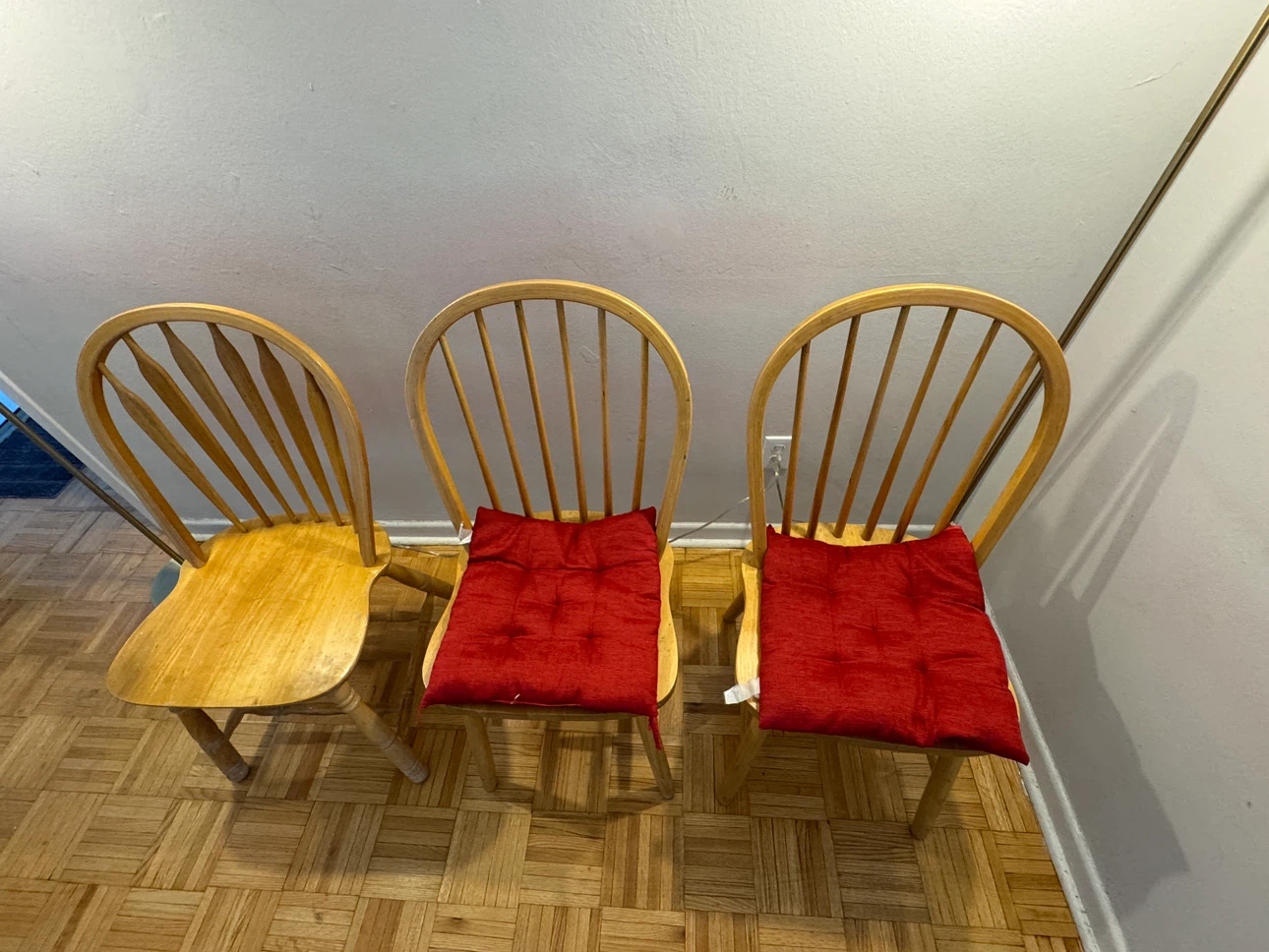 Three Wooden Spindle Back Dining Chairs