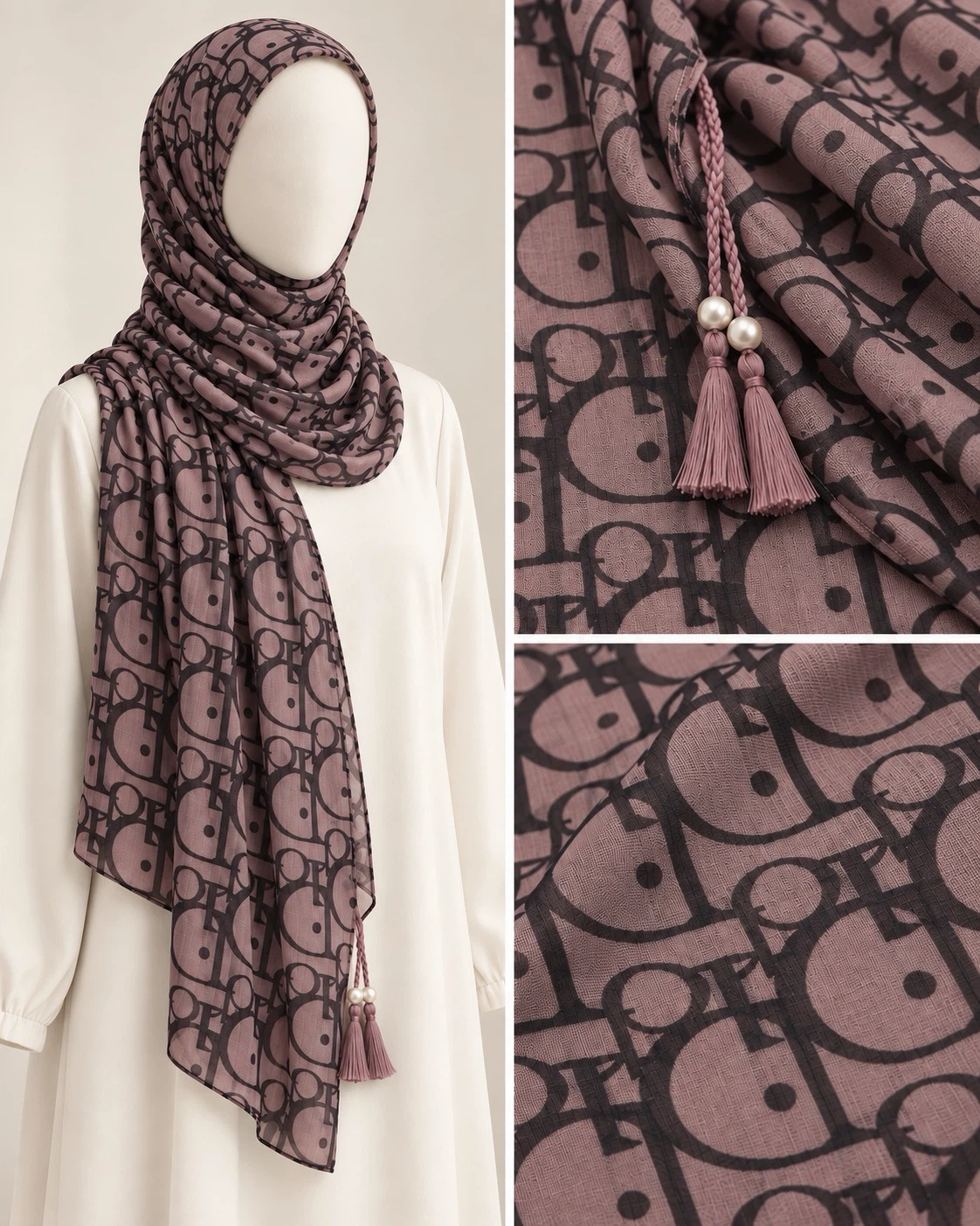 Patterned Hijab with Tassel Details. $10 - photo 2