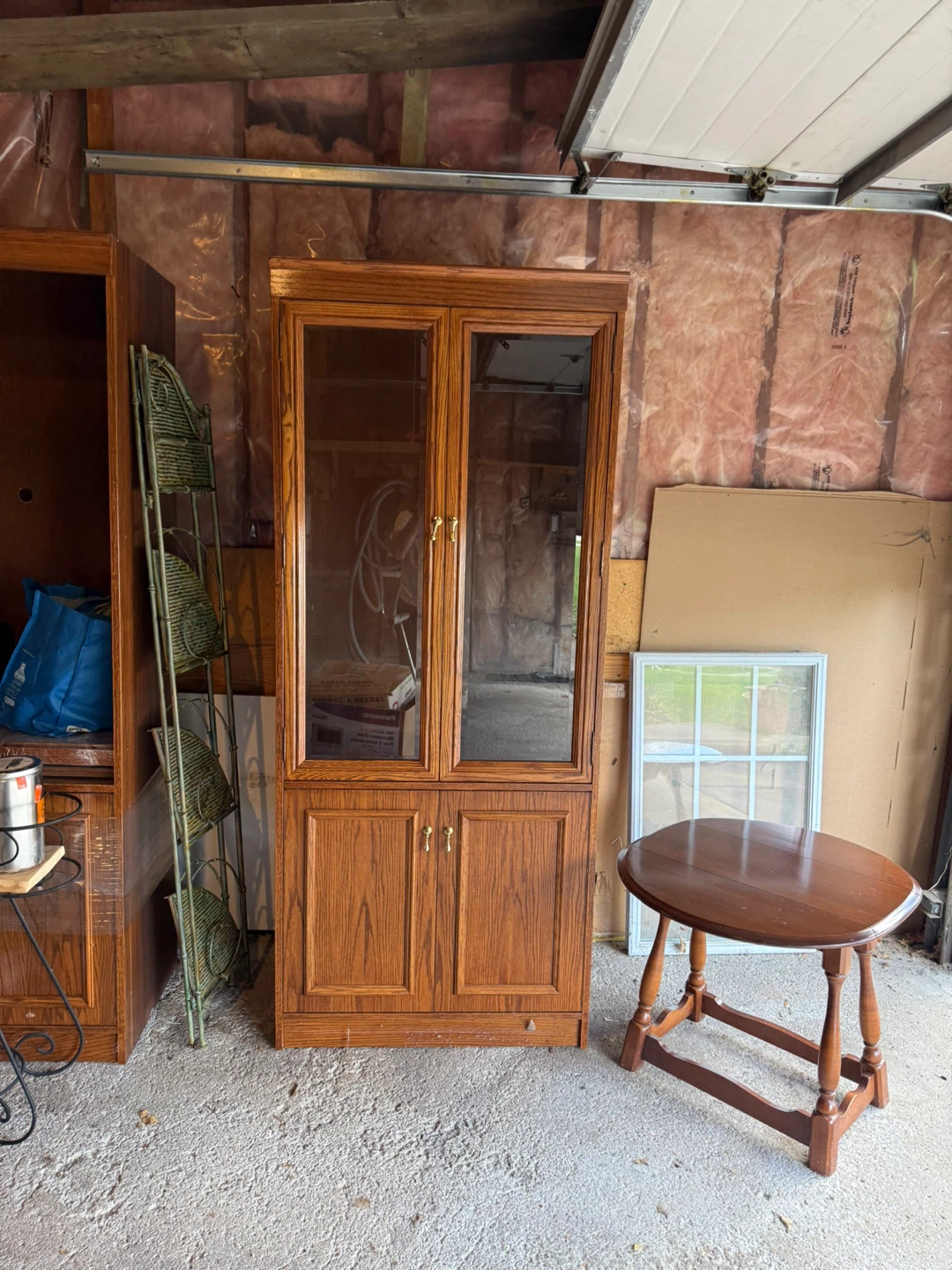 Oak Finish Display Cabinet with Lower Storage - photo 2