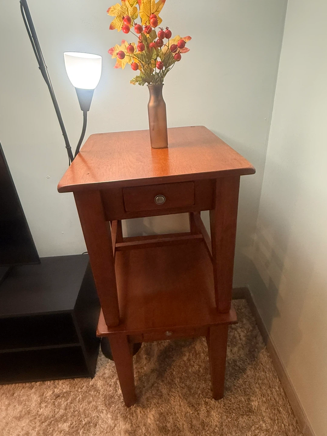 Wooden Side Table with Drawer (set 2)