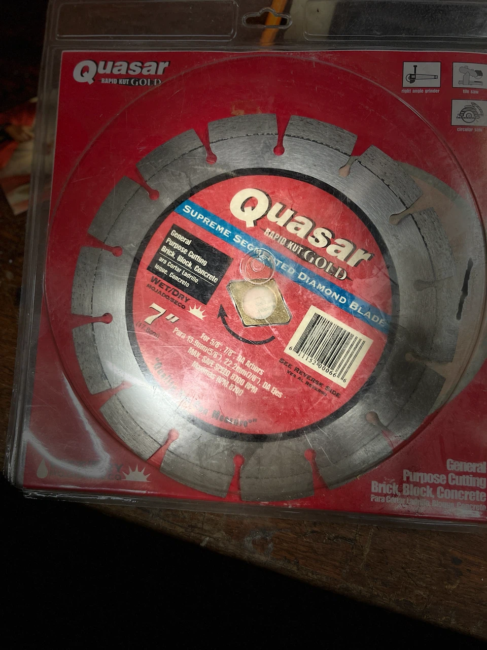 Quasar Rapid Kut Gold 7 inch Diamond Blade