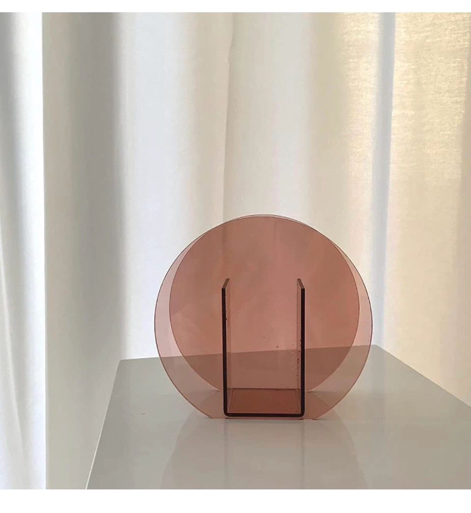 🏈 Pink Glass Circle Vase- Modern Geometry & Light - photo 3