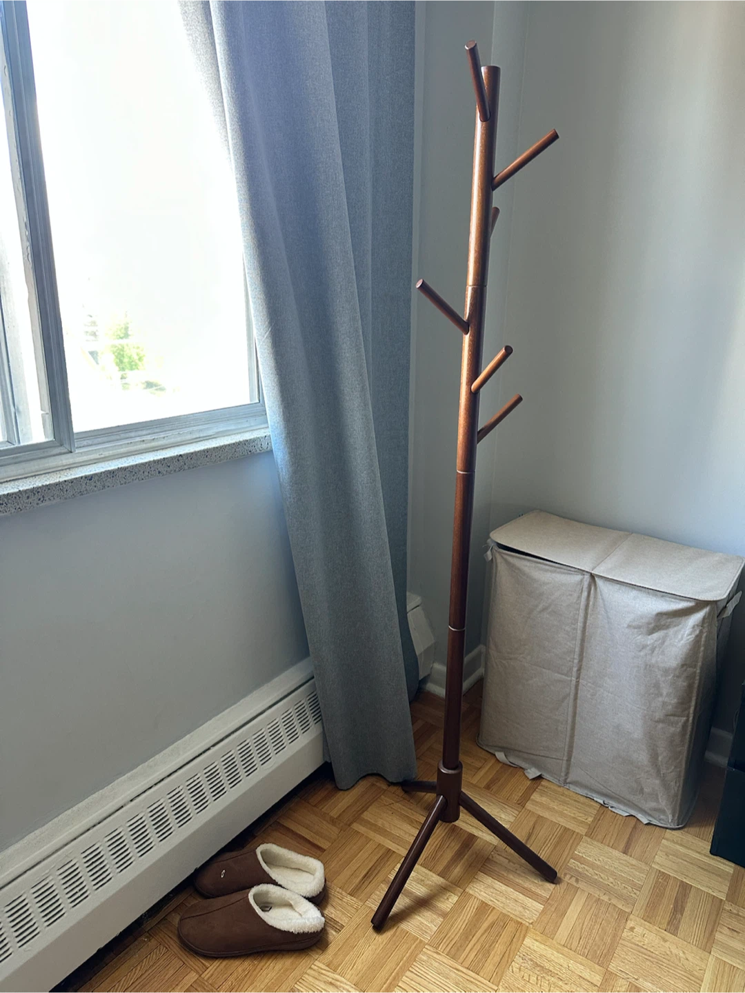 Wooden coat rack stand