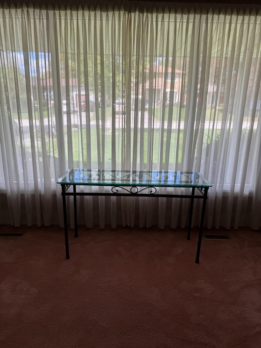 Metal and glass console table