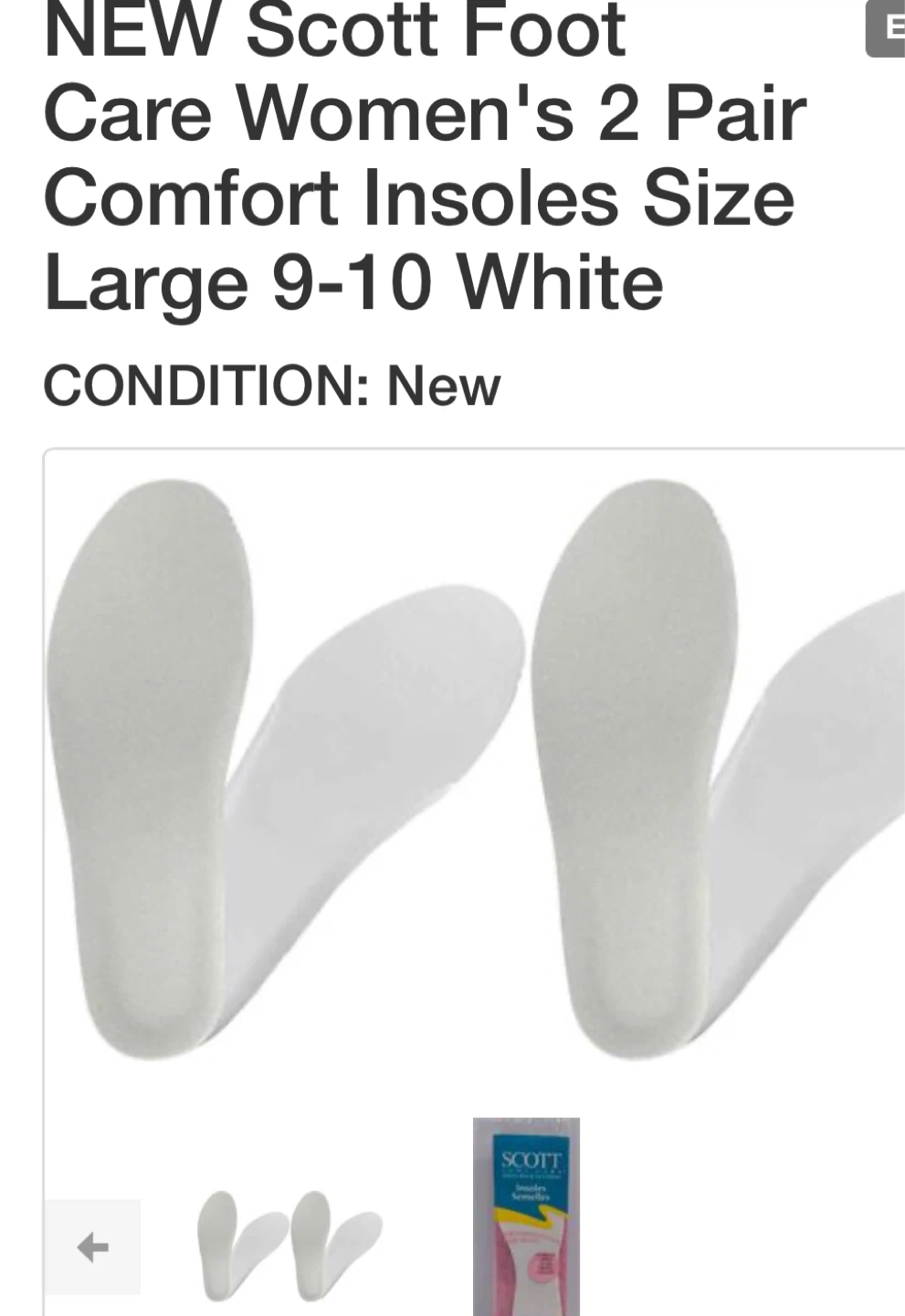 Scott Foot Care Women's Comfort Insoles Size Large 9-10