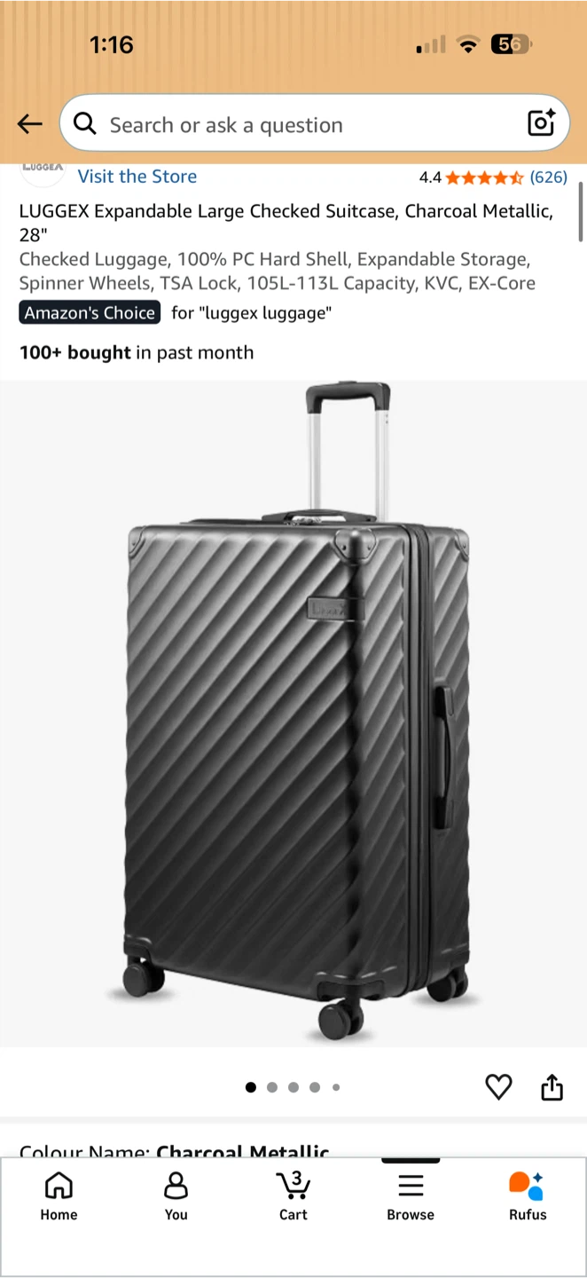 Luggex EX Series 28-inch Checked Suitcase