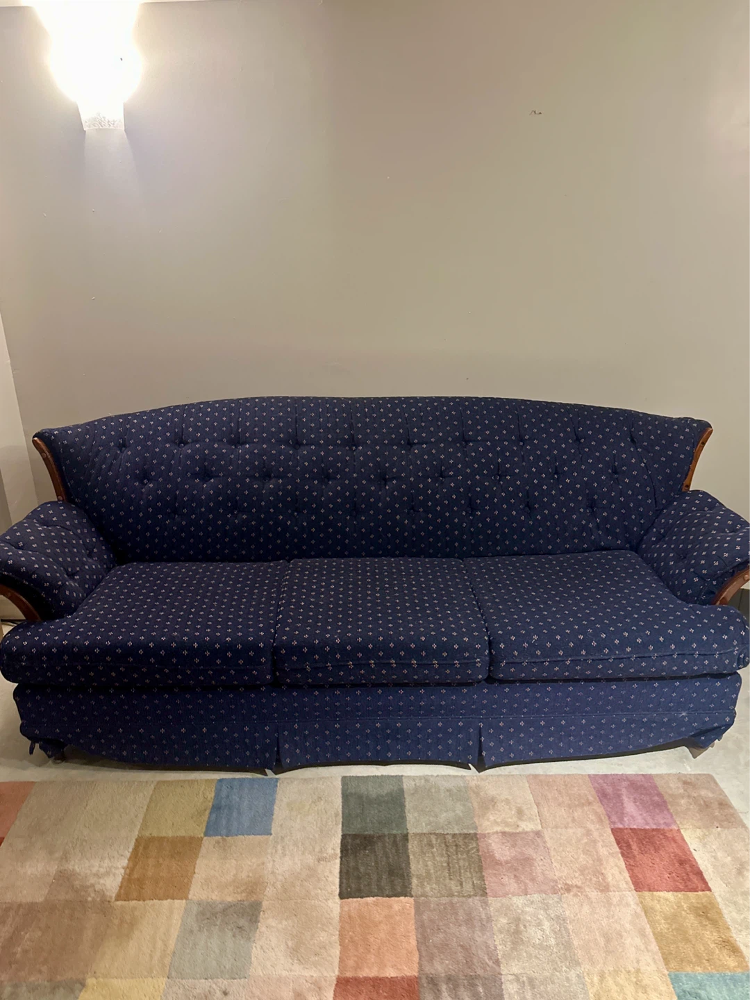 Navy Blue Patterned Sofa