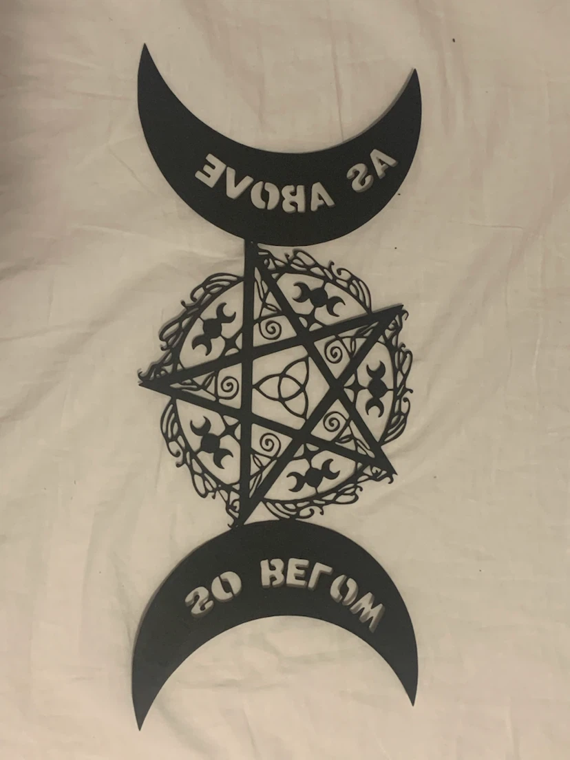 Pentagram and Moon design Metal Wall Art
