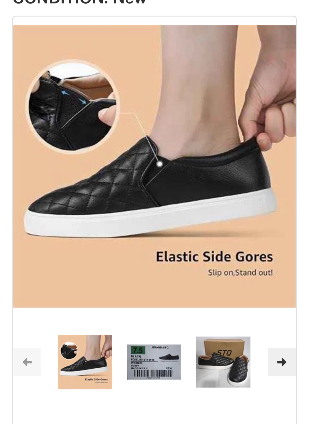 New 7.5 Women's Quilted Slip-on Shoes - Black