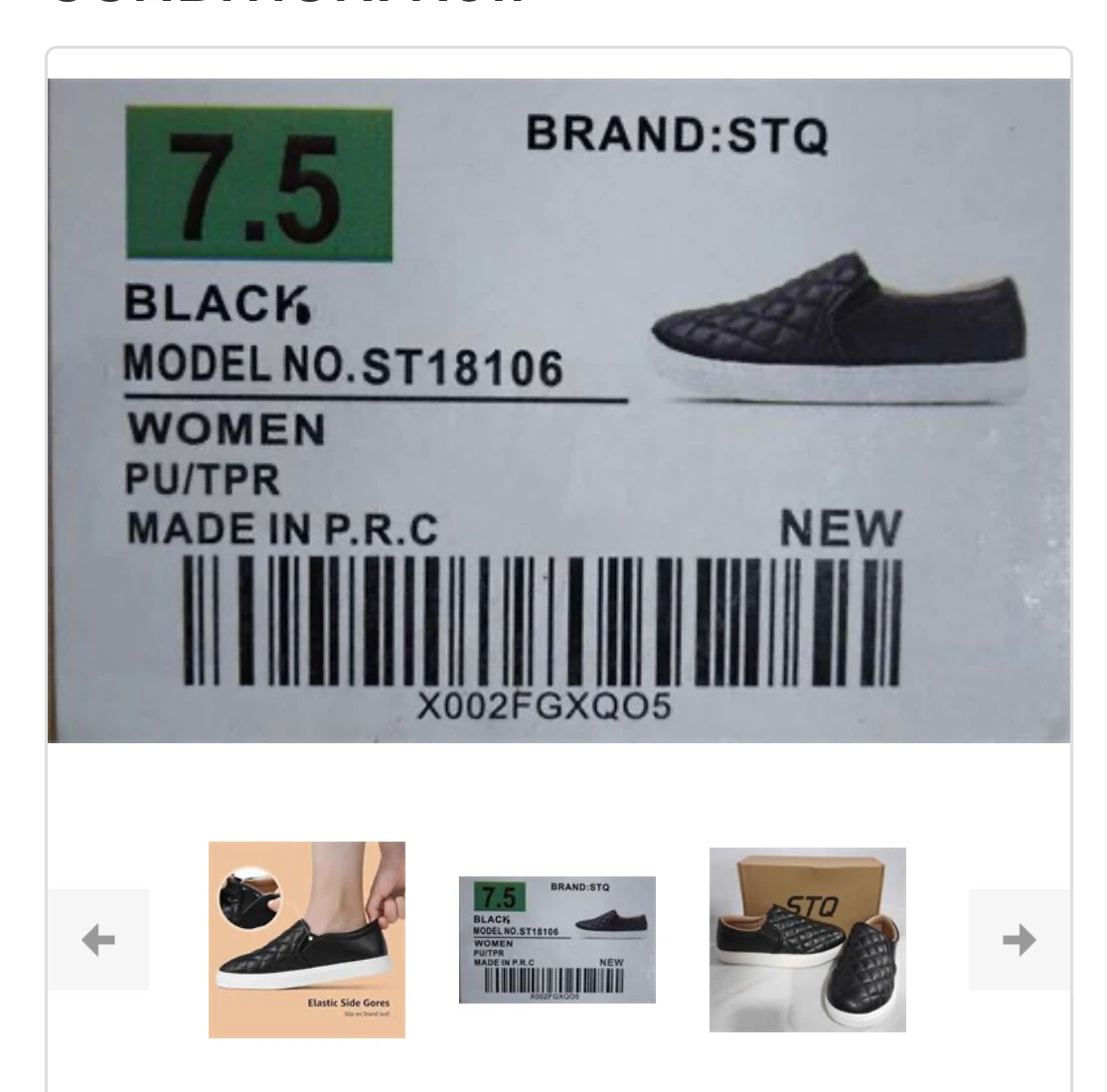 New 7.5 Women's Quilted Slip-on Shoes - Black - photo 3