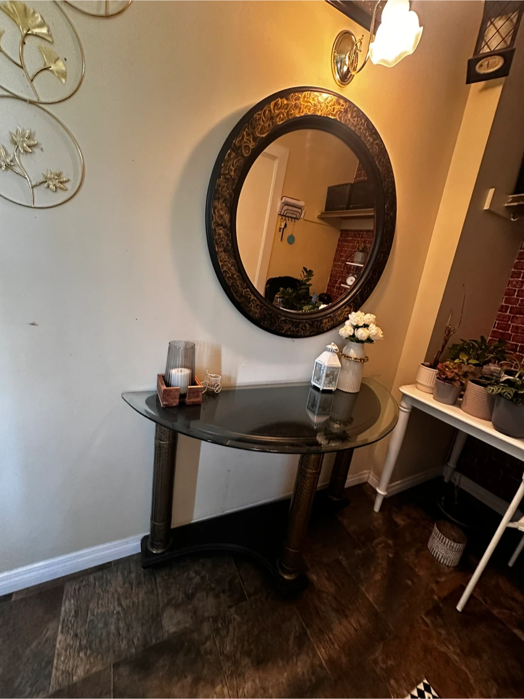 Elegant Half-Moon Glass Console Table