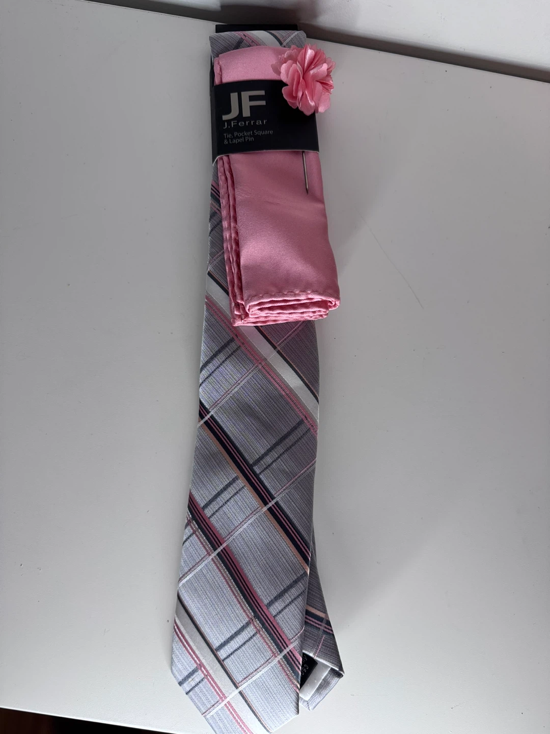 J.Ferrar Tie, Pocket Square, and Lapel Pin Set