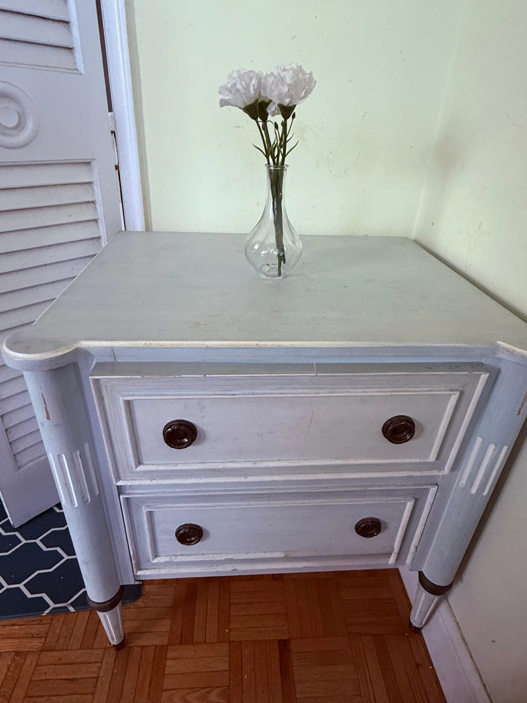 Vintage Style Light Blue Nightstand