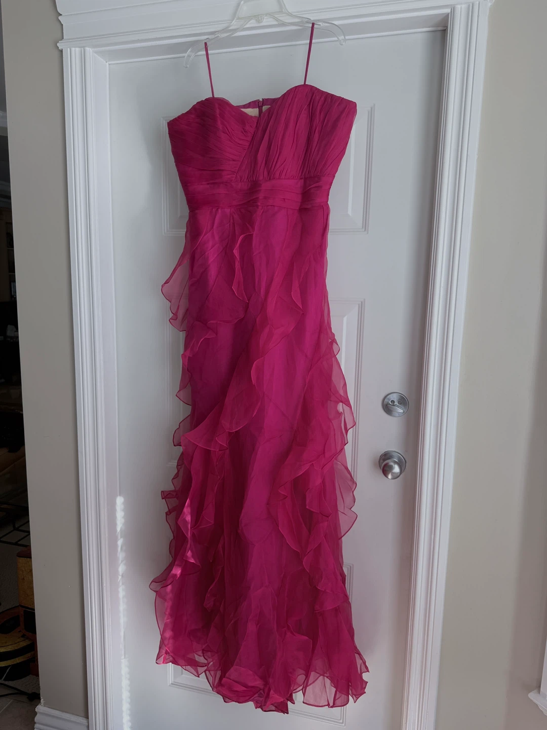 Fuchsia Ruffled Evening Gown
