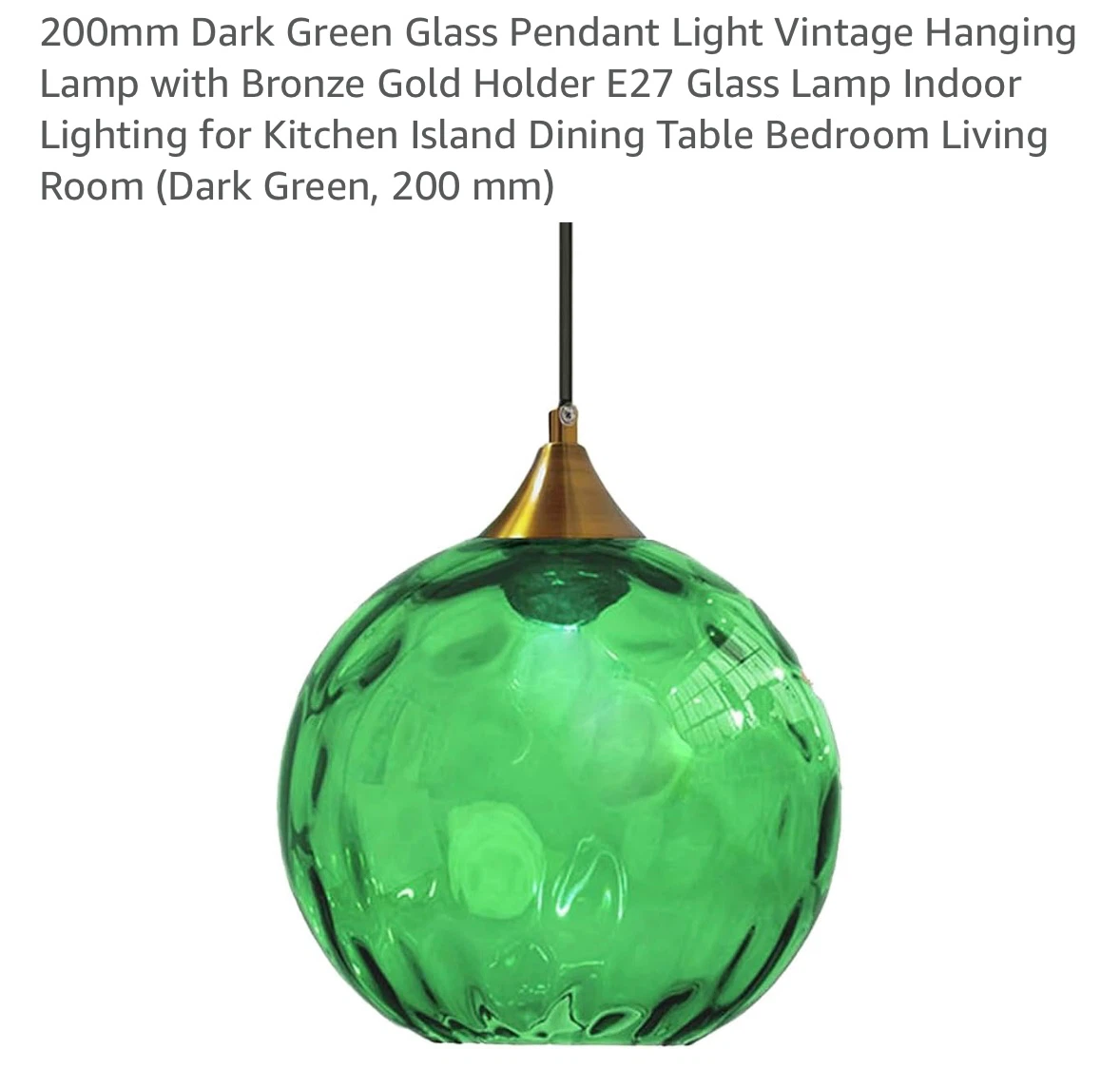 Dark Green Glass Pendant Light