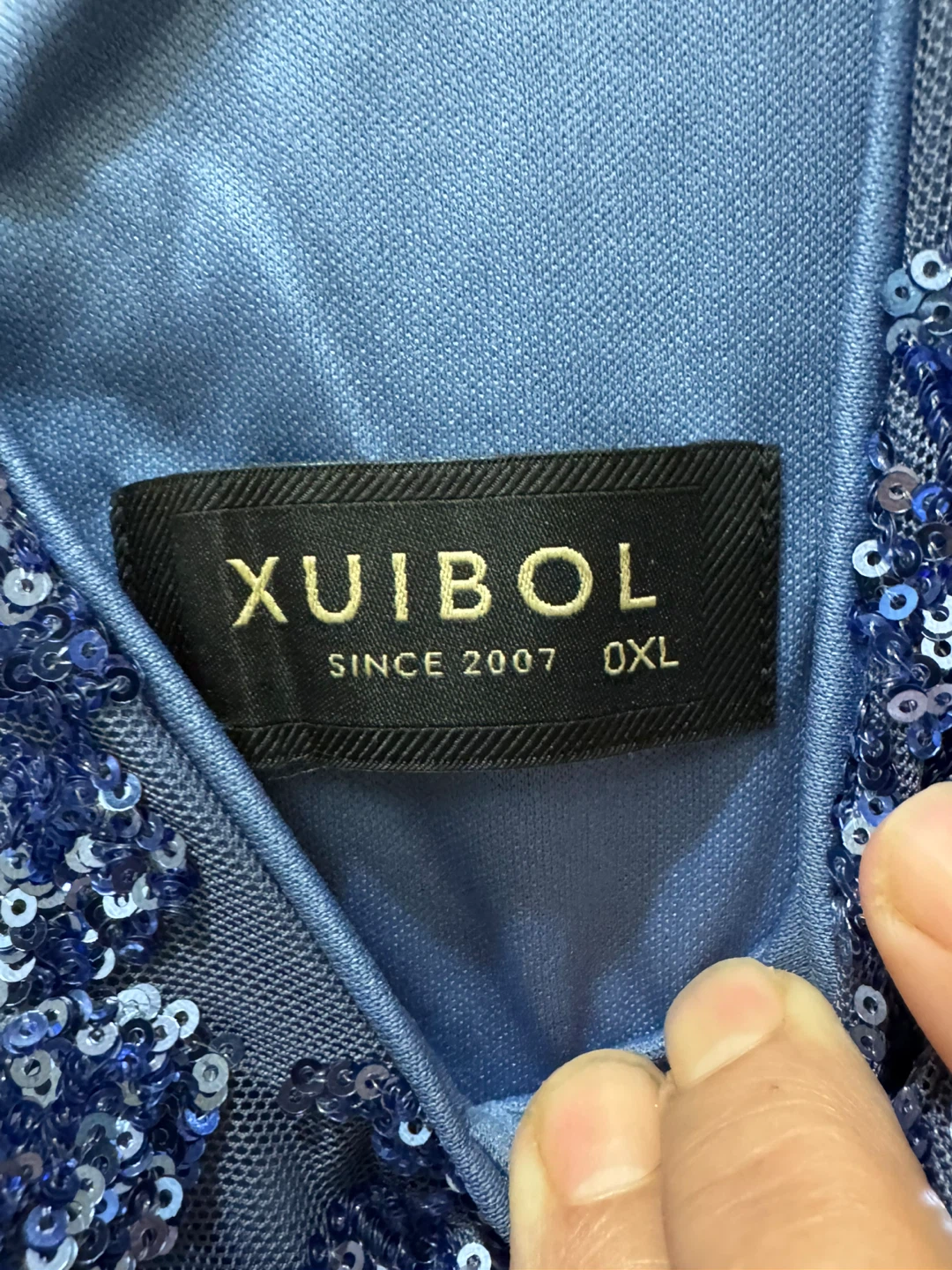 Xuibol Blue Sequin V-Neck Dress 🏈 - photo 3