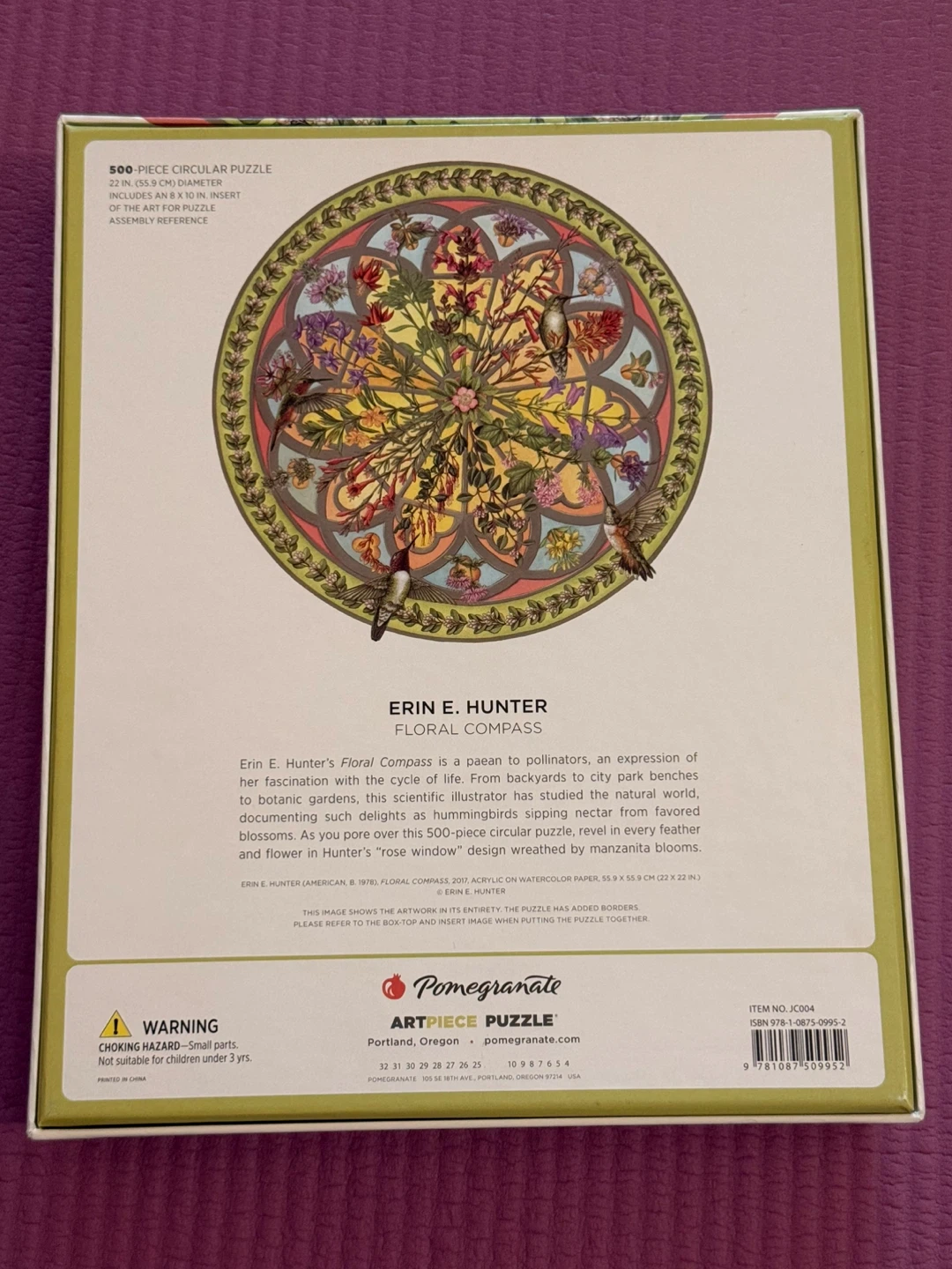 🏈Pomegranate Erin E. Hunter Floral Compass 500-Piece Puzzle - photo 3